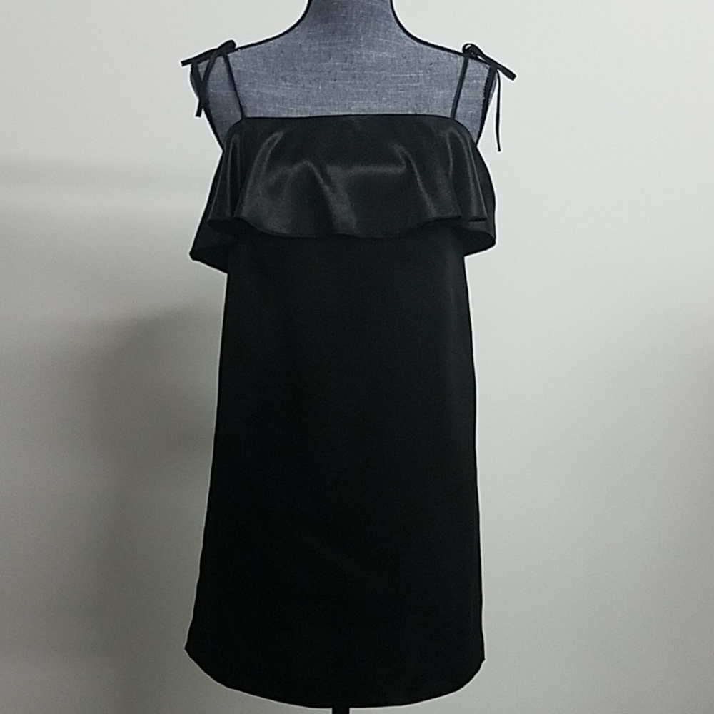 Silky ruffle detail mini dress